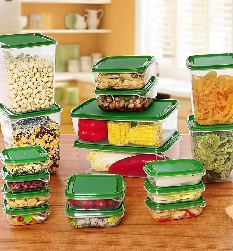 17PCS Airtight Food Storage Containers with Lid Set - Reusable Green Microwave Freezer Dishwasher Safe Airtight Plastic Food Storage Containers Stackable Bento Boxes Food Preparation image