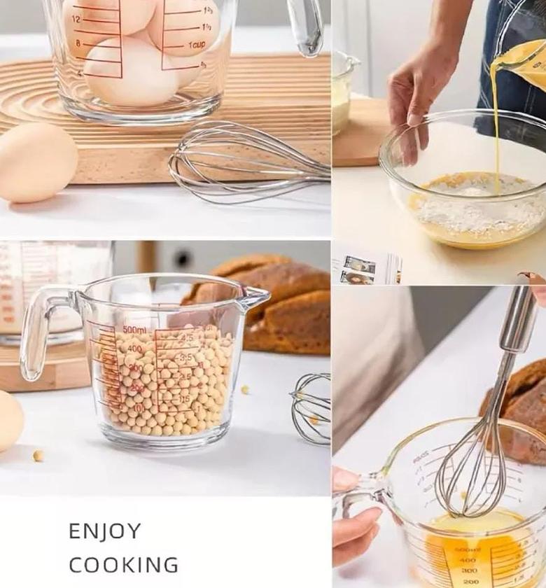 Glass Measuring Cup With Scale And Handle image