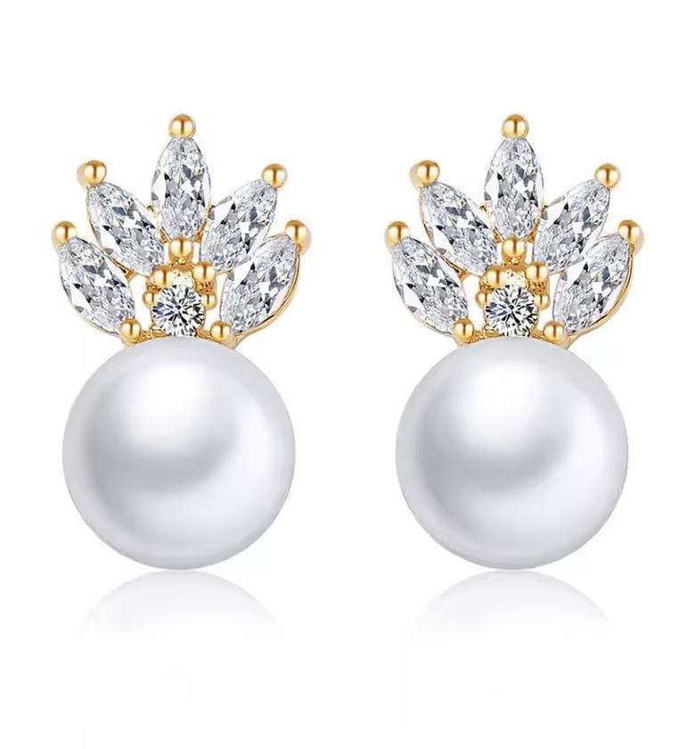 Botanical Pave Pearl Dangles image