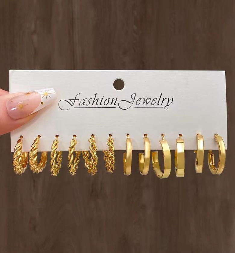 The Modern Gold-Tone Hoop & Texture Earring Collection image