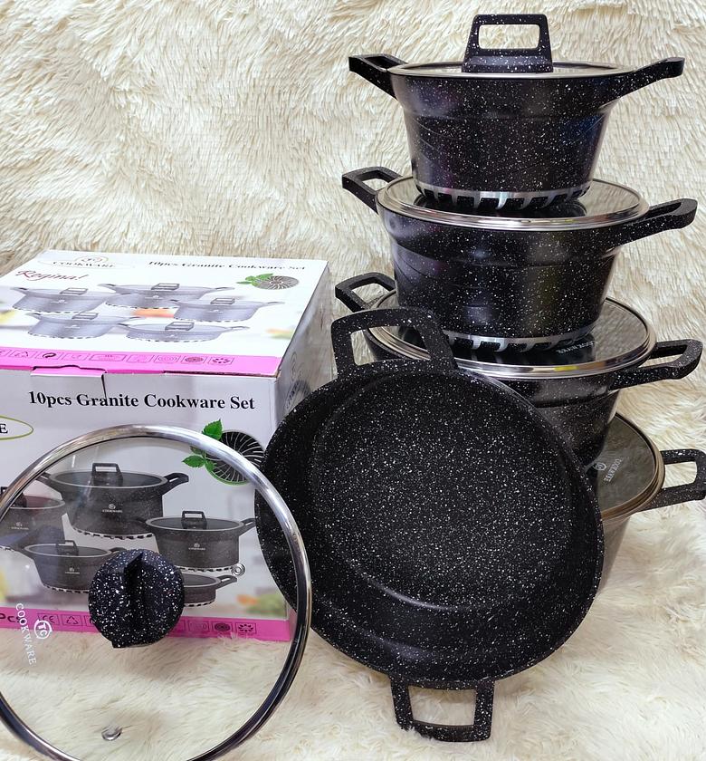 Cookware Set. Bosch 10 Pcs Granite Non-Stick Cook Ware Set Pots Sufuria image