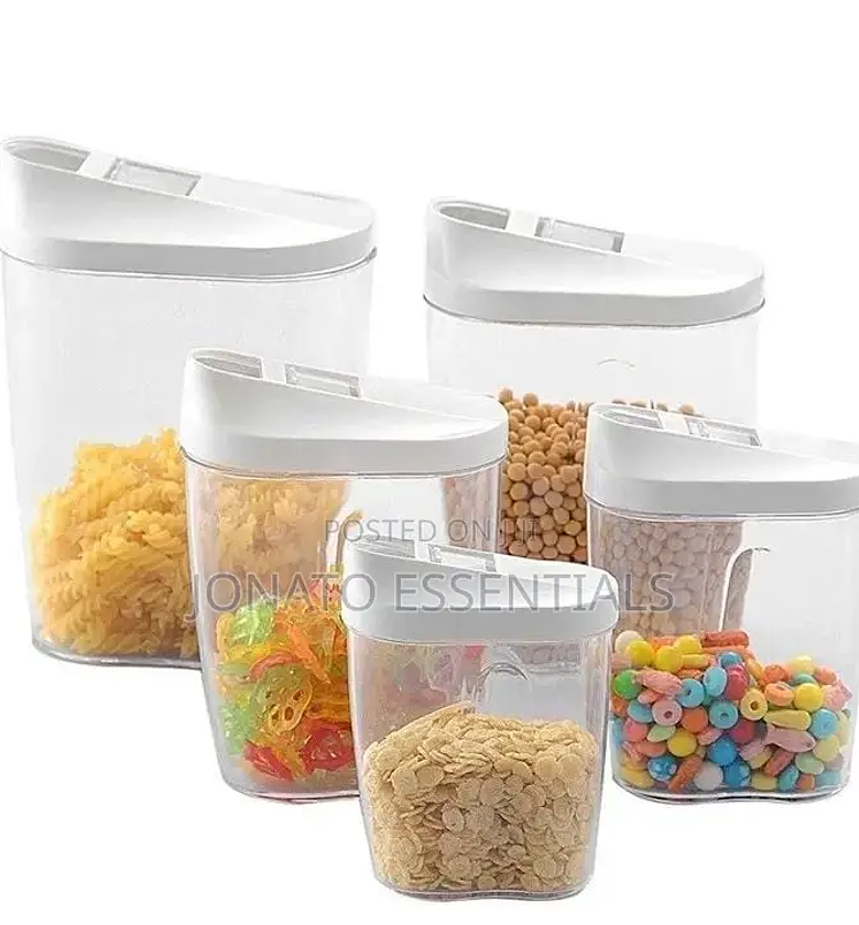 5 Piece Food Cereal Snack Container Storage Set With Lids image