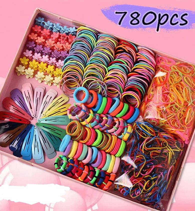 780 Pieces Girls Colorful Hair Bands, Headbands Sets image