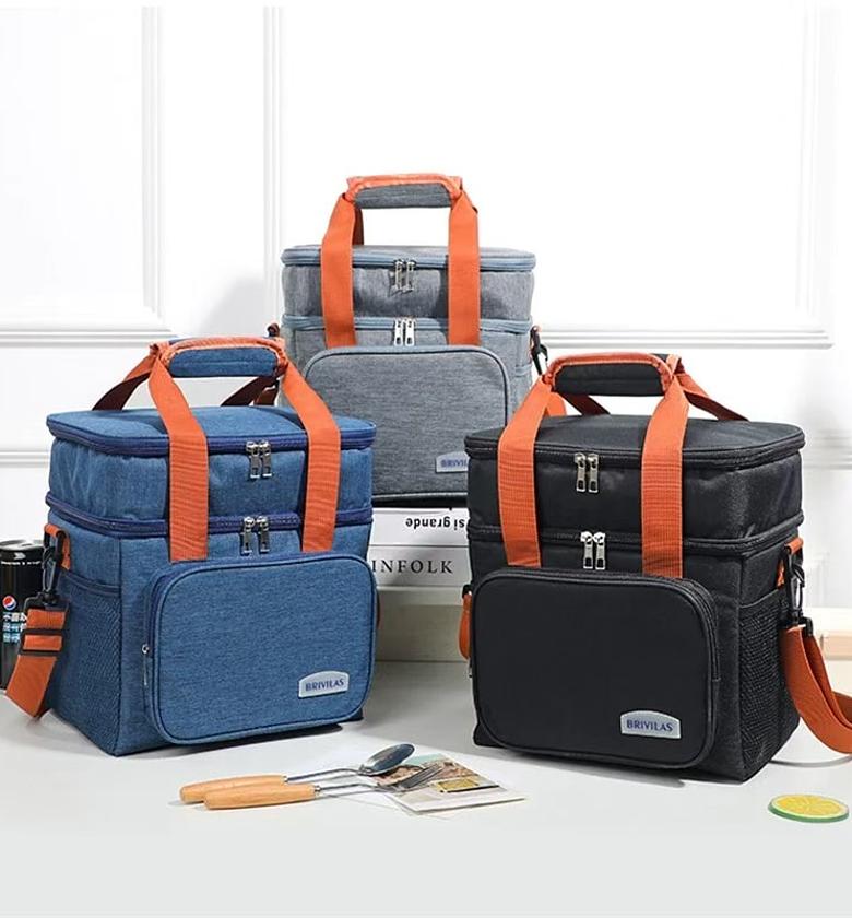  Double layer insulated lunch bag with removable strap.  image