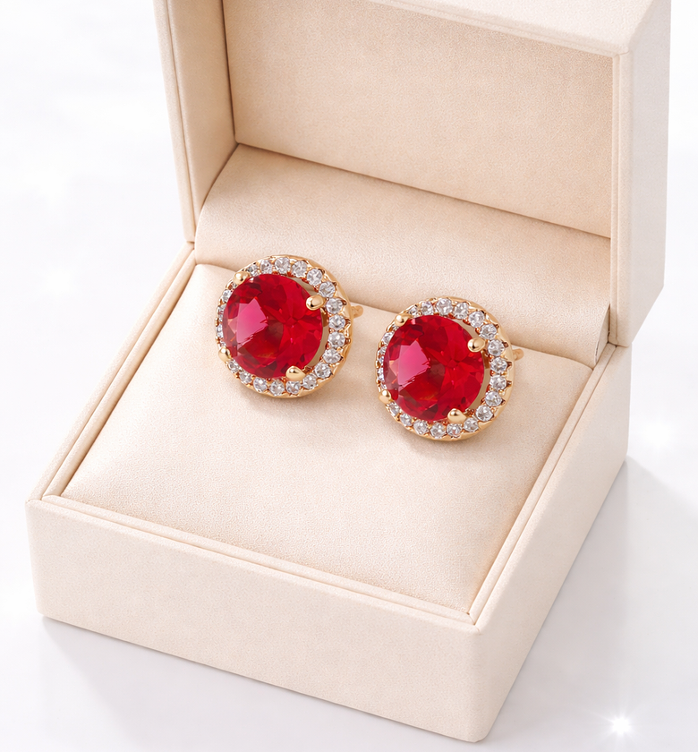 Ruby Red Gold Studs image