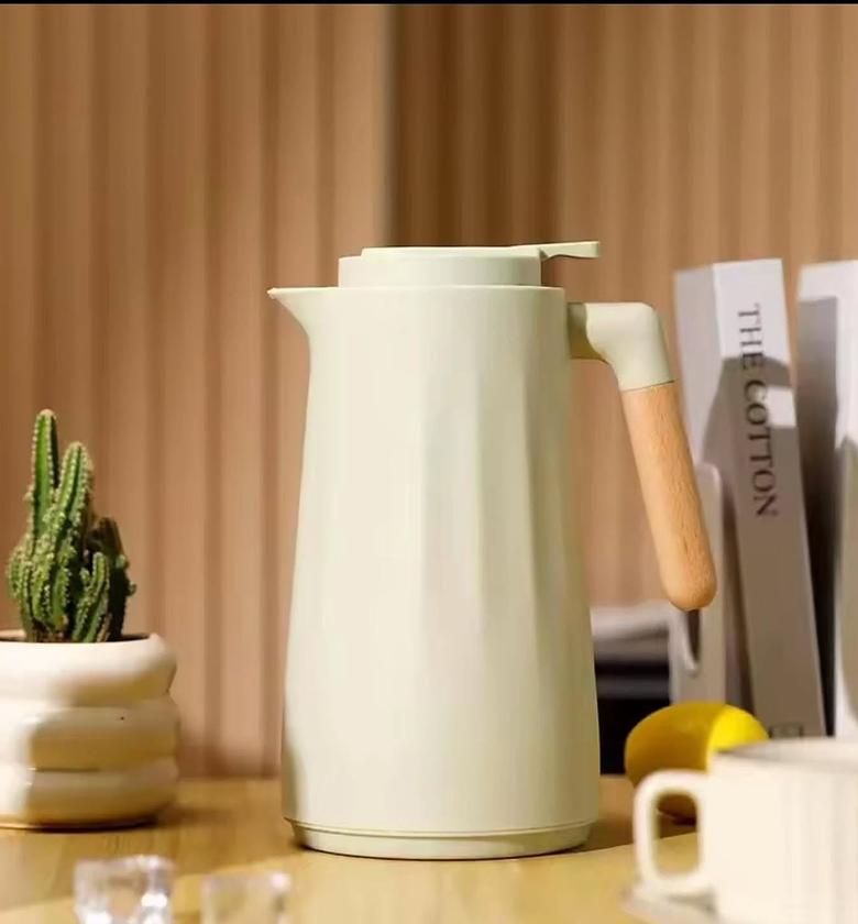Nordic Style Double Wall Insulated Vacuum Flask with Wooden Handle image