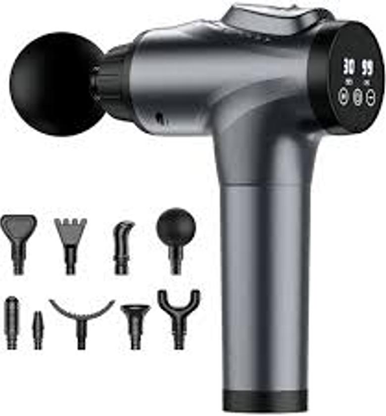 Massage Gun, designed for deep tissue muscle percussion and pain relief.  image