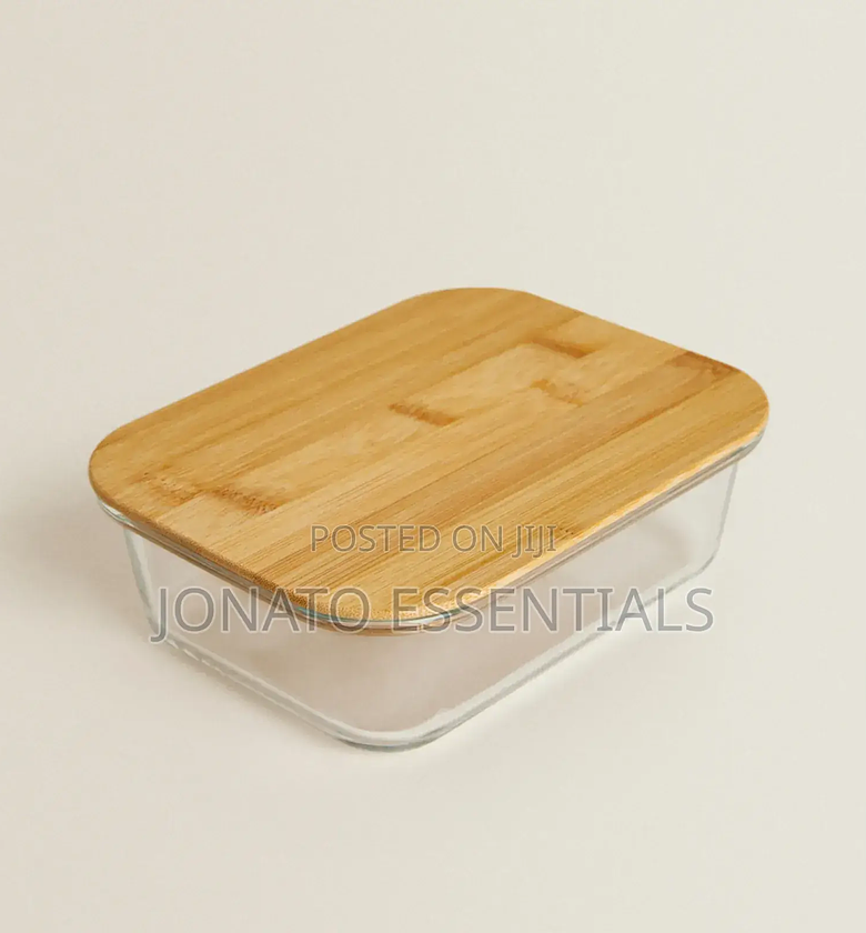 Glass Lunch Box With Airtight Wooden Lid image