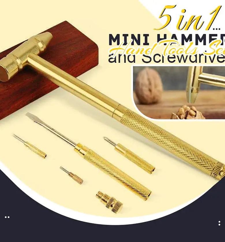 5 Piece Hand Tools Set With Mini Hammer and Screwdrivers image