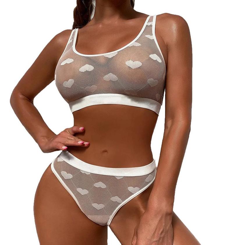 Women's underwear two-piece set mesh transparent sexy women's underwear image