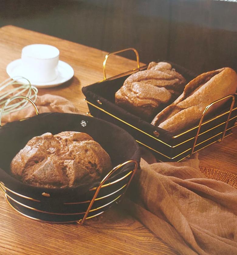 Gold frame black cloth storage bread basket  image