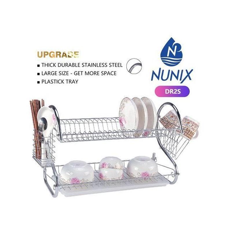 DISH RACK. Nunix 2 Tier Kitchen Stainless Utensils Storage/dish Rack image