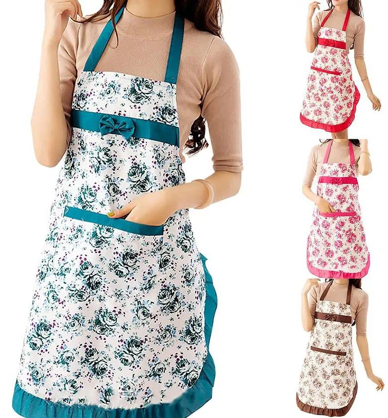 Floral sleeveless cooking apron  ✅material canvas  image