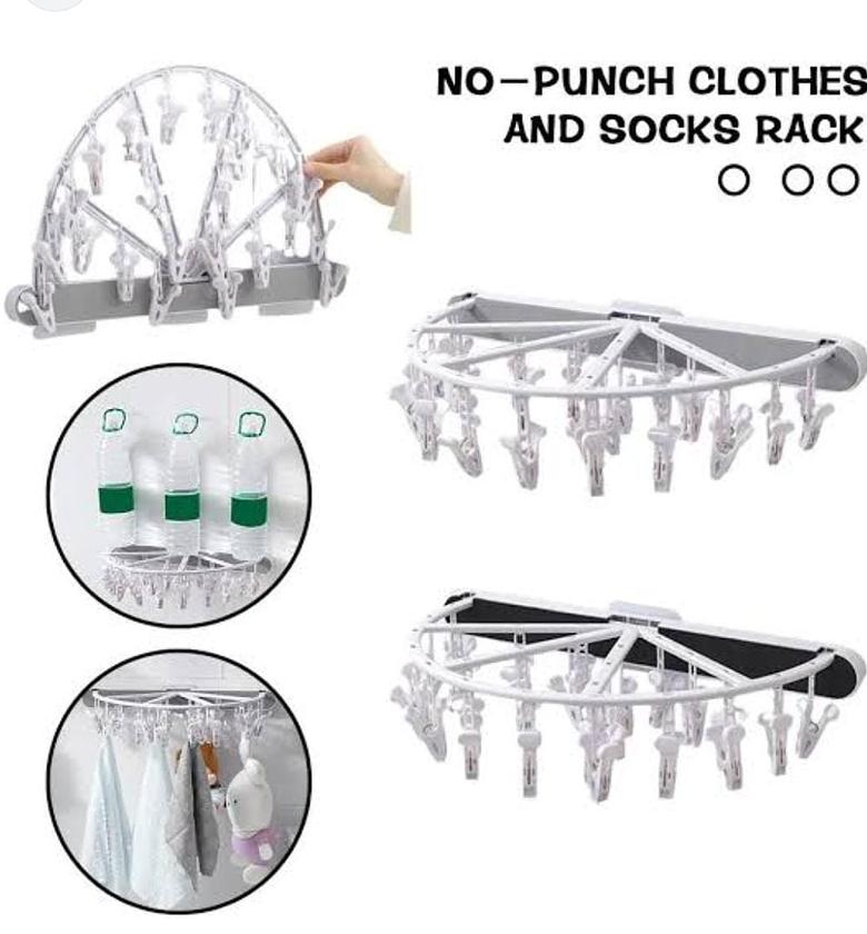 semi circular punch free foldable 24 peg underwear organizer rack now available in white image