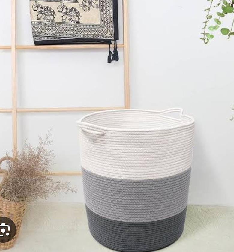 Extra Large  40*52/38cm*45cm Decorative Woven  Storage Baskets for Pillows, Towel, 3-Tone Dark Gray image