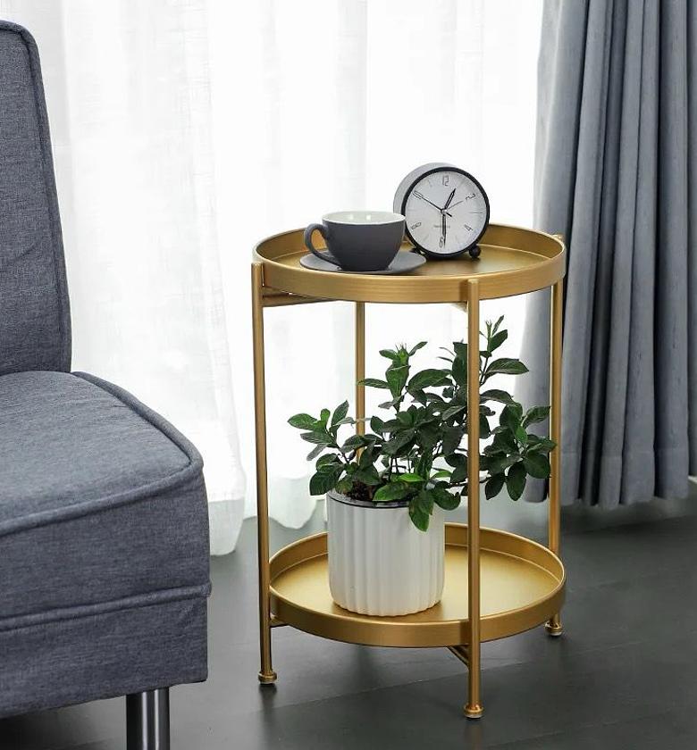 Nordic Light Luxury Removable Small Coffee Table Balcony Casual Small Round Table Living Room Bedroom Double Deck Coffee Table image