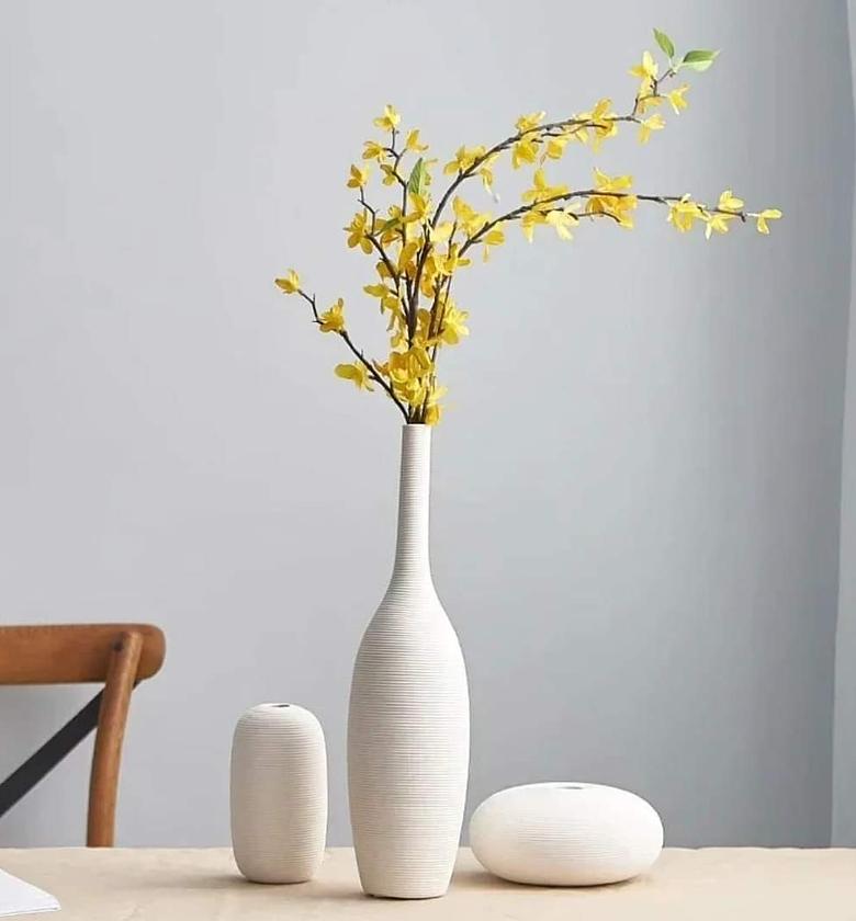 Simple ceramic 3 in 1 modern home decor  vase set - image