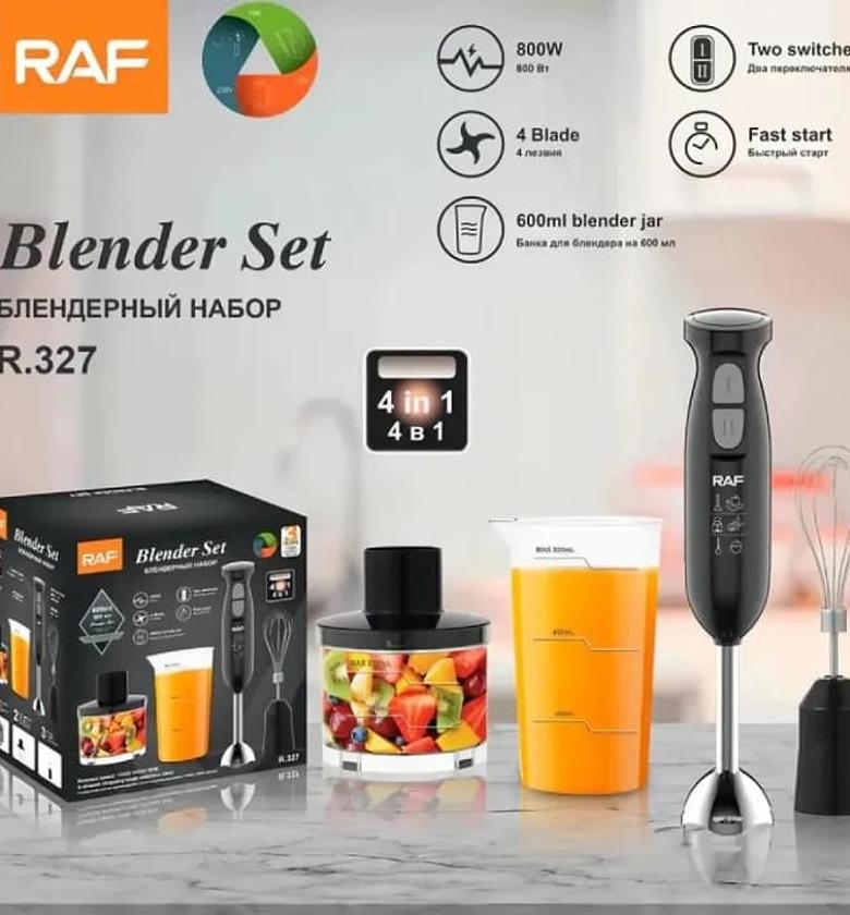 New RAF Hand Blender Set 4 in 1 With Coffee Beater 800Watts turbo speed option Stainless Steel Immersion Blender image