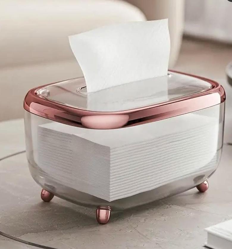 Serviette holder with rose gold edges. image