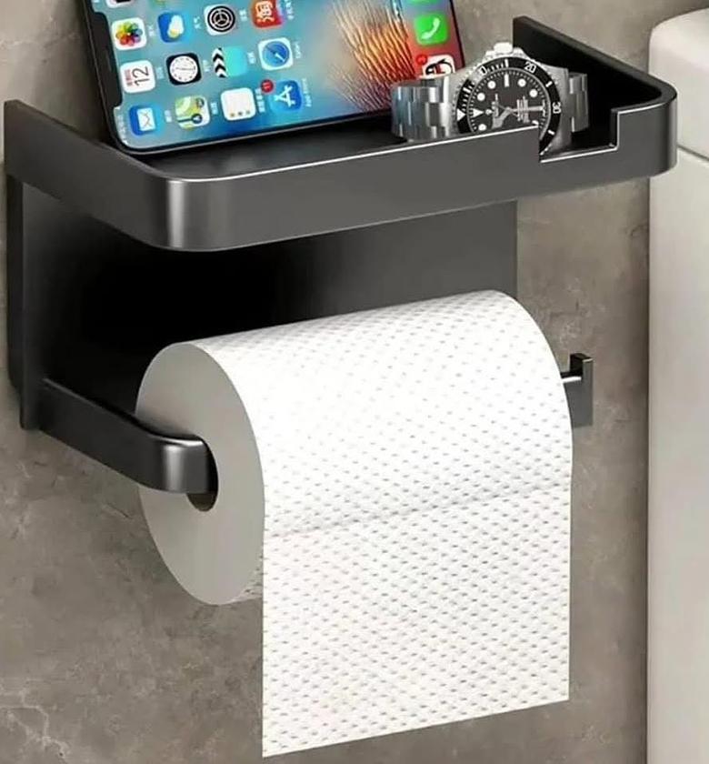 Metallic tissue holder with shelf. image