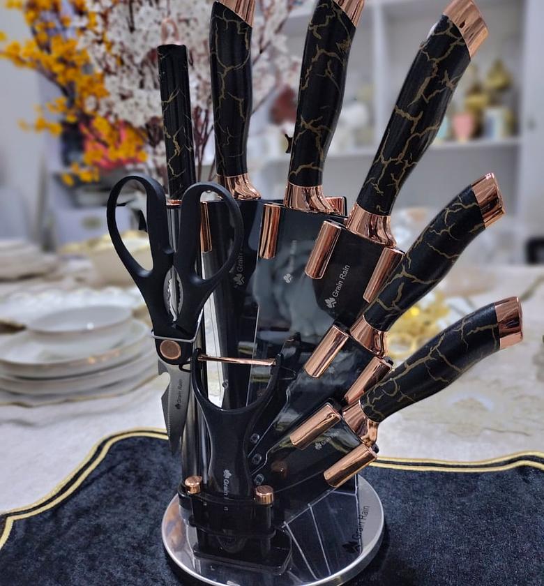 Black marble knife set  image