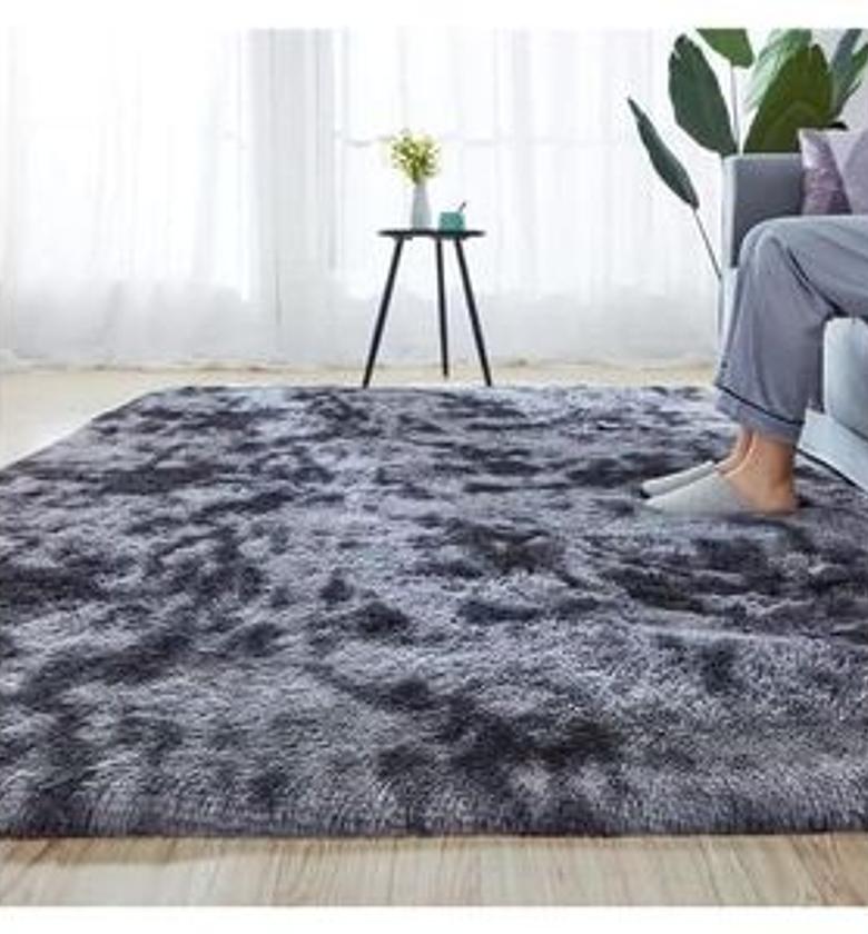 5 By 8 Soft Fluffy Grey Patches Carpets Non-slip Rugs Floor Mat image