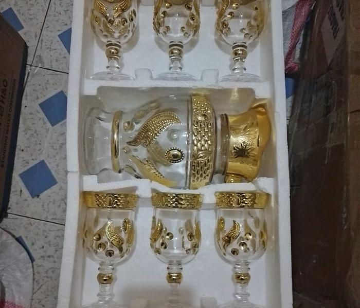 Golden water set (6 glasses + jug) image