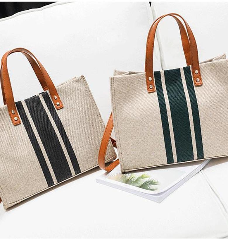 Vintage stripped Tote Bag  image