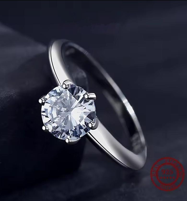 Traditional sterling silver, lab-grown diamond engagement ring image