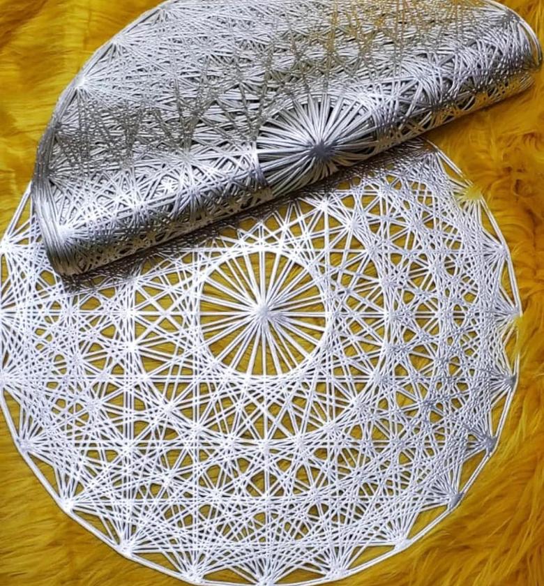 Silver round shaped pvc table mats image