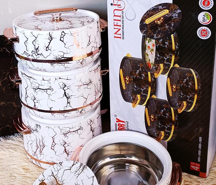 4 pcs infinite Professional Insulated hotpot -white gold image