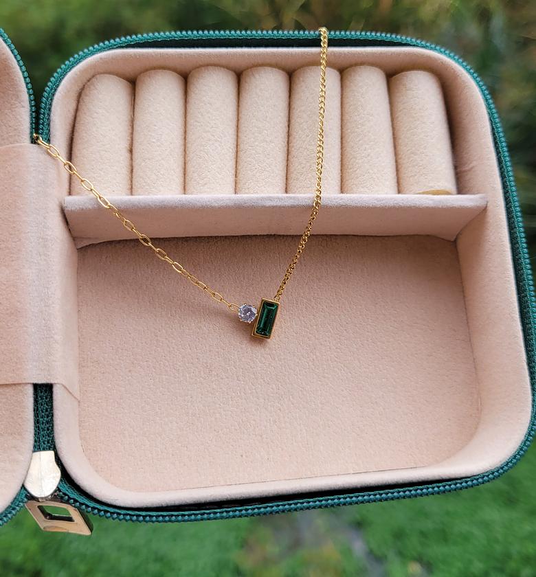 Emerald dainty necklace  image
