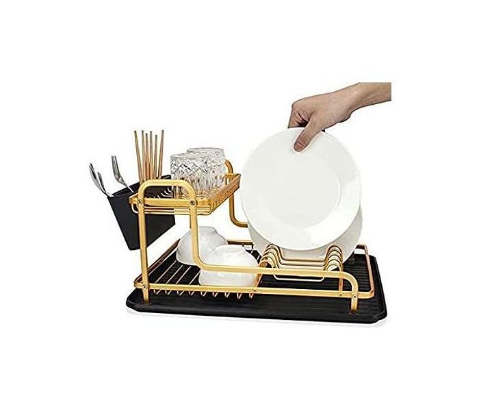 Fancy dish rack 2 tier-Gold image