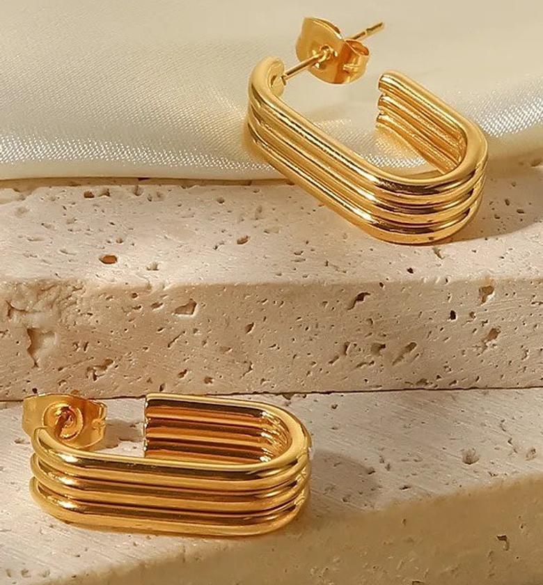 Triple Layered Medium Stud Earrings image