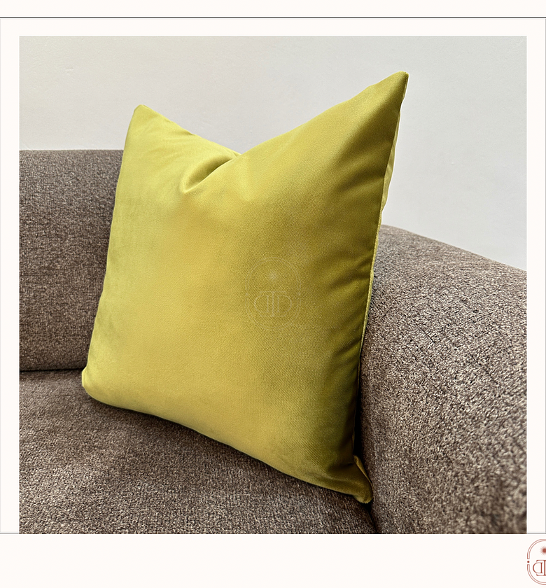 Olive green velvet cushion cover. image