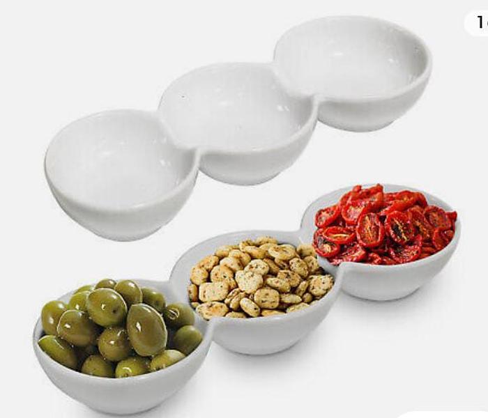 Ceramic partitioned sauce bowl image