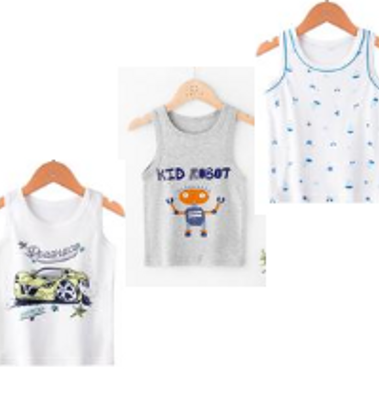 boys 3 pck vest robot image