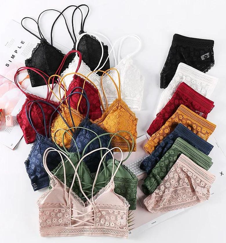 Sexy lingerie set Lace Bra and Panty Seamless bralette Push Up Underwear Women Briefs Wireless image