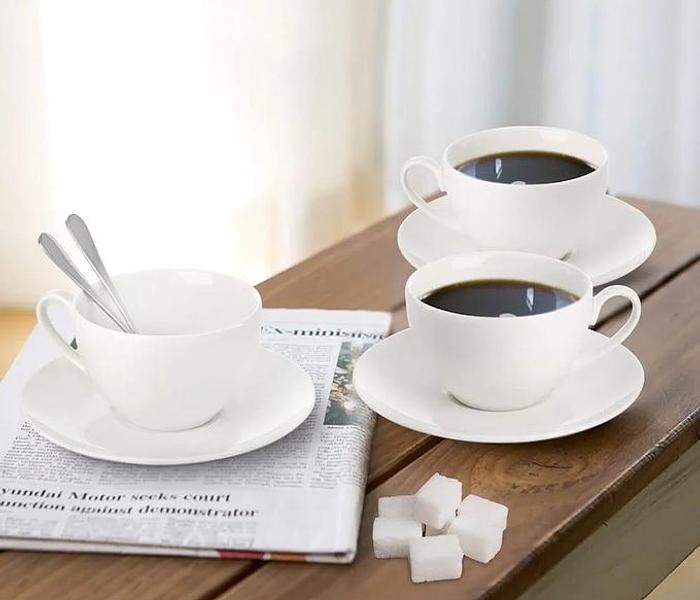 12pc Cup and Saucer Stackable -white image