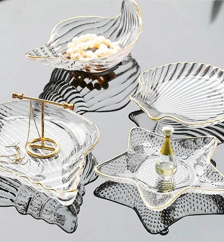 5pc Nordic style clear conch shape shell salad/decor dish image