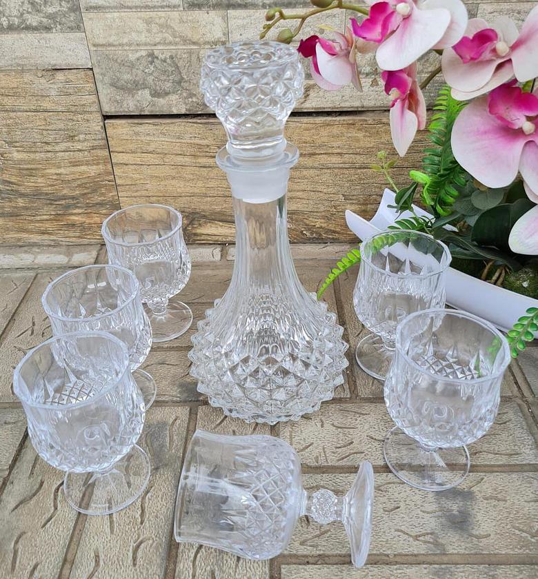 Clear Decanter Set  1 decanter 6 glasses  image