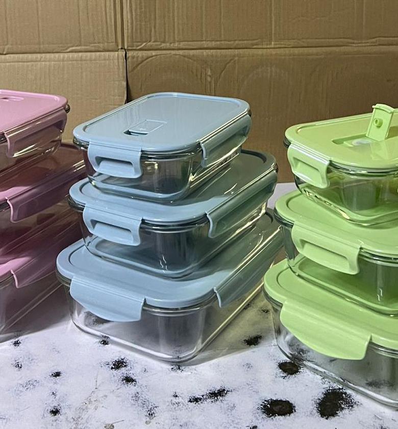 Signature 3 Pcs Borosilicate Glass Storage Bowl With Plastic Lids. image