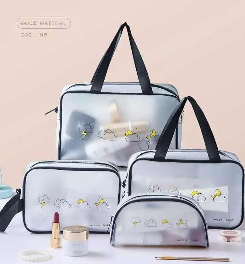 *Women 4pc set Transparent Necessary Cosmetic Bag image