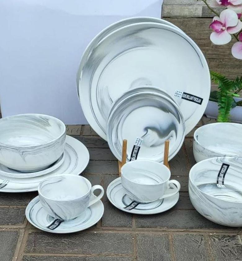 36pcs grey-marble Nordic classy dinner set image