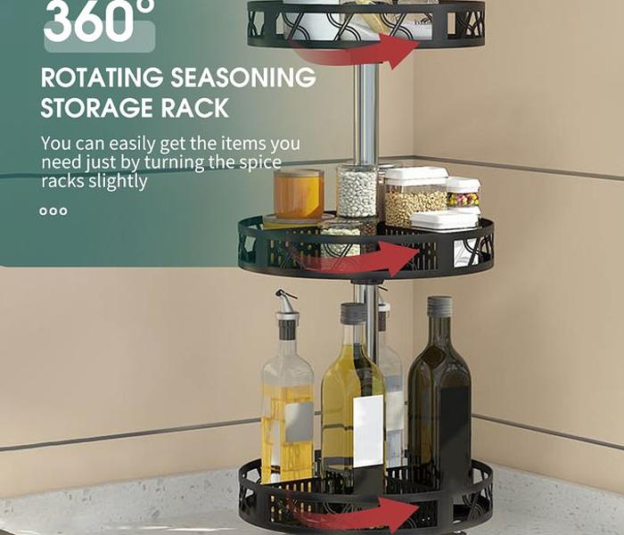 3-layered Kitchen Spice Racks 360° Rotating Seasoning image