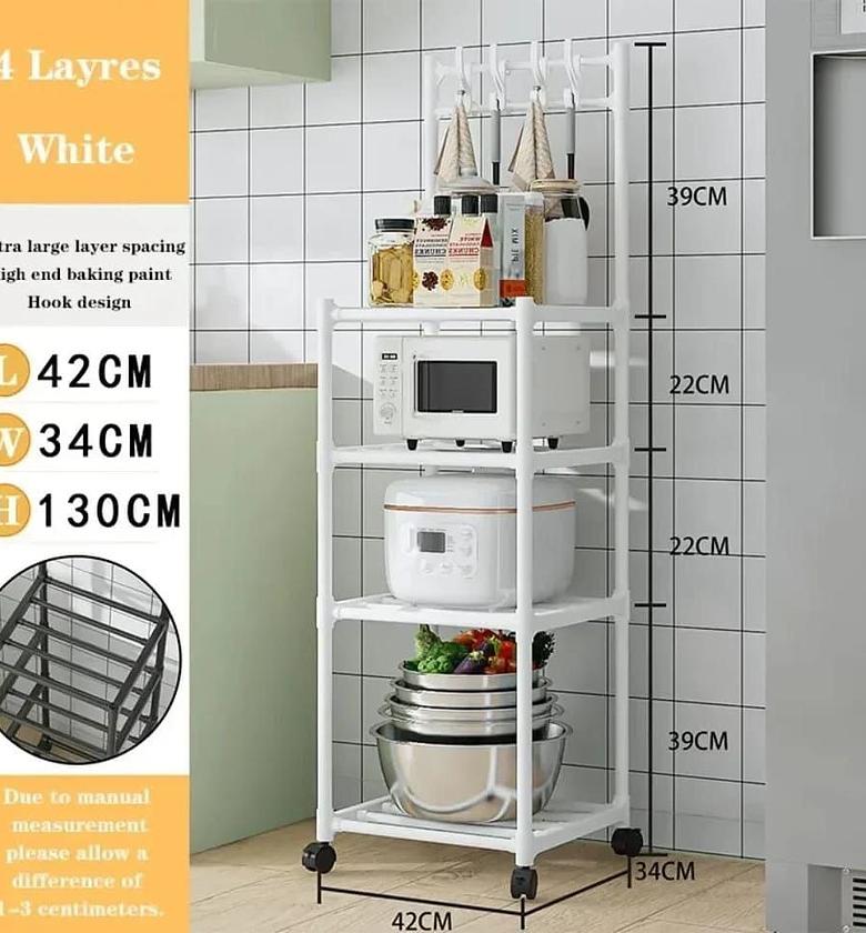 4 tier multipurpose rack with hooks  image