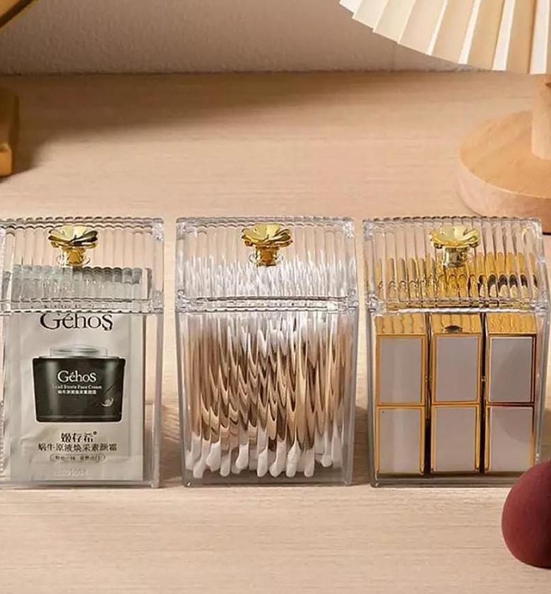 Multifunction Makeup Cotton Pad Storage Box for Cotton Swab Rod Cosmetics Jewelry Bathroom Container Lipstick Organizer Box image
