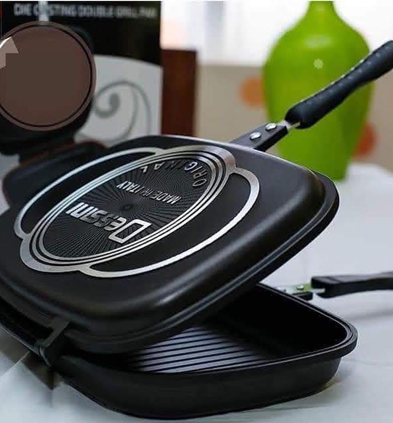 Dessini 40 Cm Double Sided Grill Non-stick Pressure Pan. Enjoy Well Cooked Nyama Choma At The Comfort Of Your Home Always Cook At Very Low Temperatures image