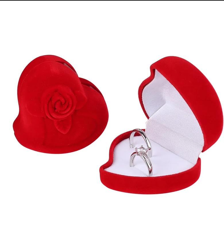Heart Shaped Velvet Wedding Ring Box  image