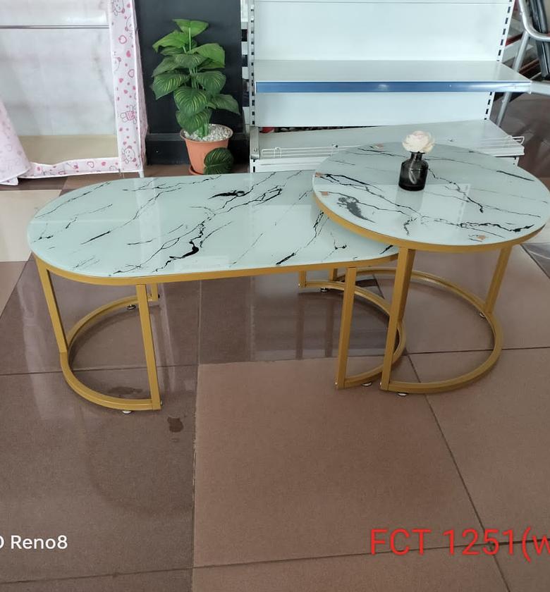 COFFEE TABLE. White Marble  coffee table(GLASS EFFECT ) image